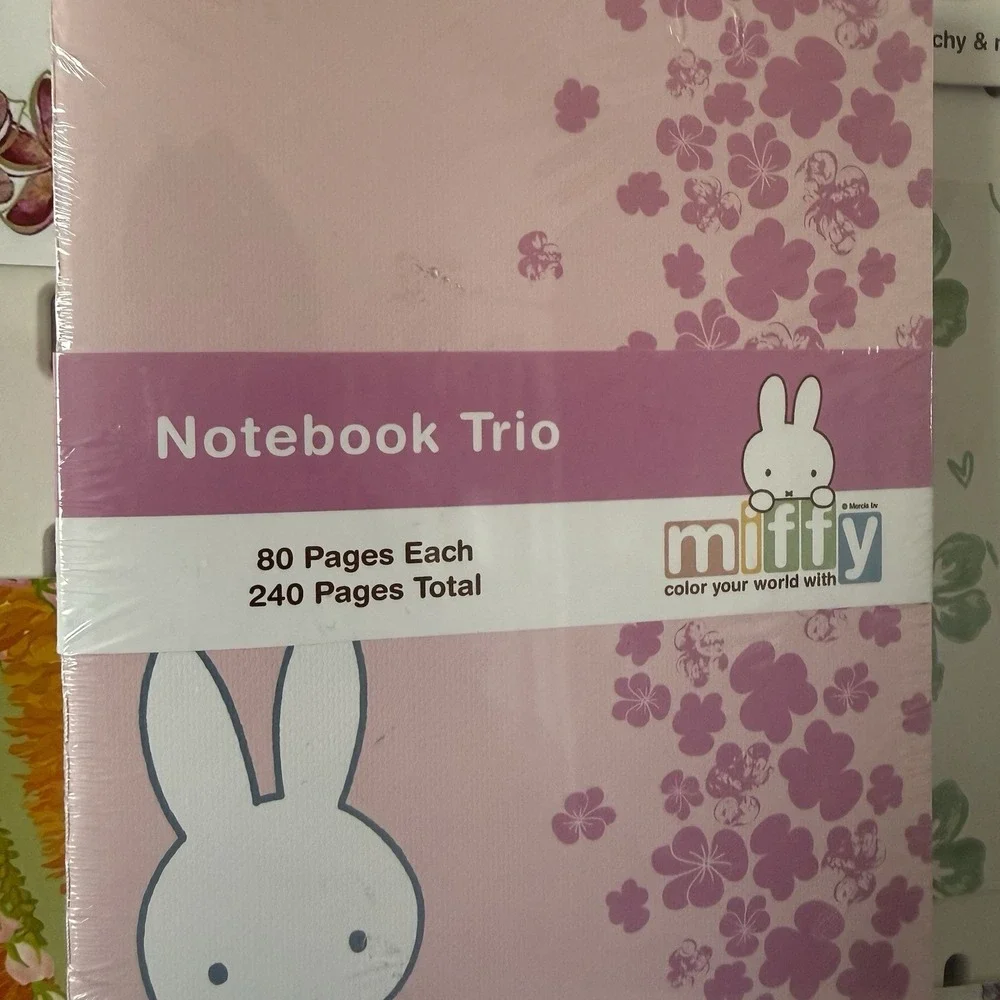 NEW Miffy Pink Sakura Flowers Notebooks Trio 3 Pack Journals 80 Lined Pages Each